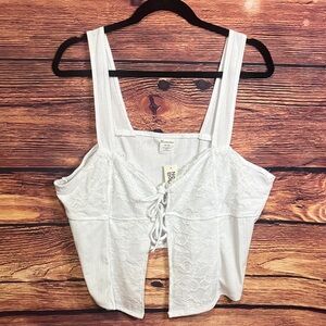 No Boundaries White Lace-Up Tank Top